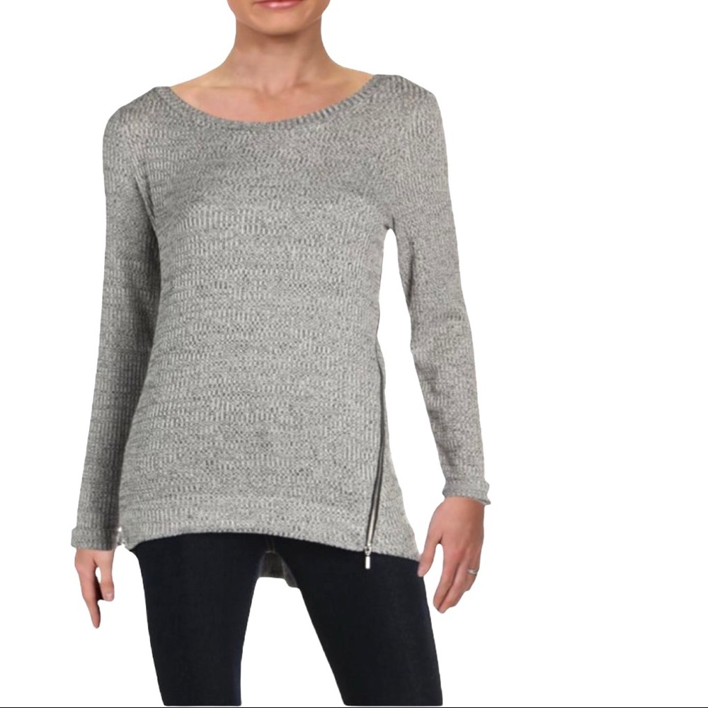 Rachel Roy Long Sleeve Zip Hem Textured High Low Pullover Sweater Top Gray 3X - Picture 4 of 13